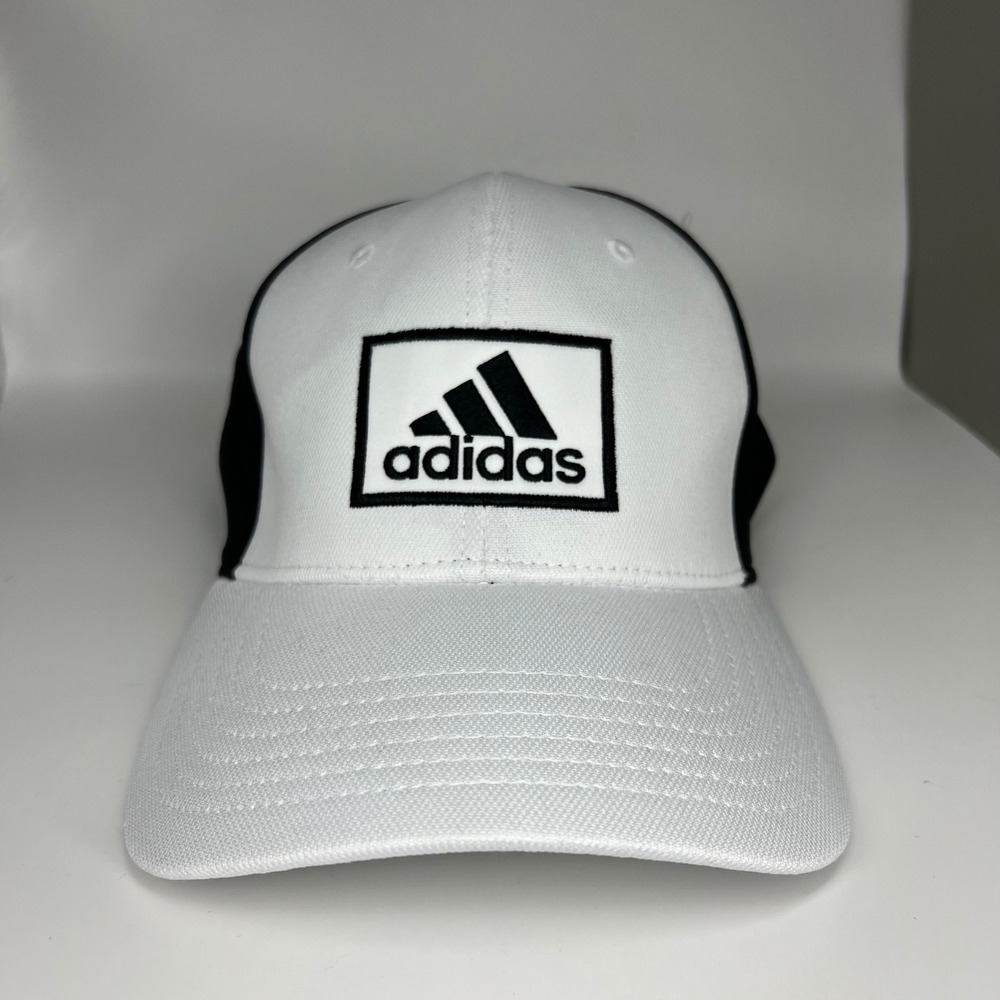 Adidas Golf‎ Cap White Black Mesh Back Flex Fit Logo Fairway Collection Size S-M